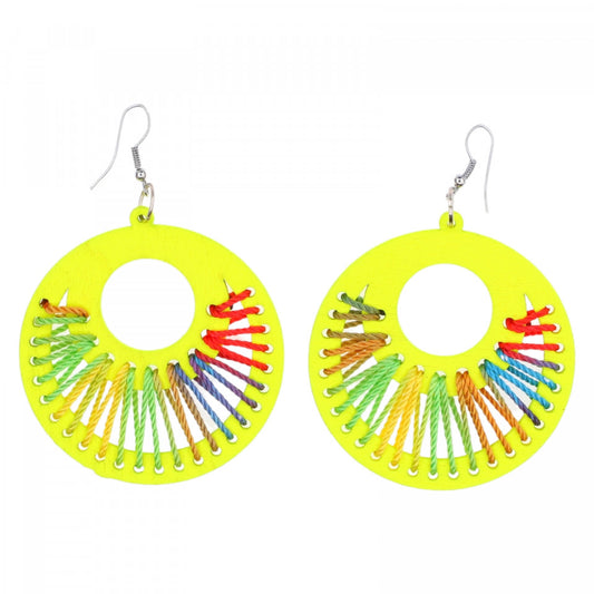 Cercei HandMade, Luna, 6 cm, Galben