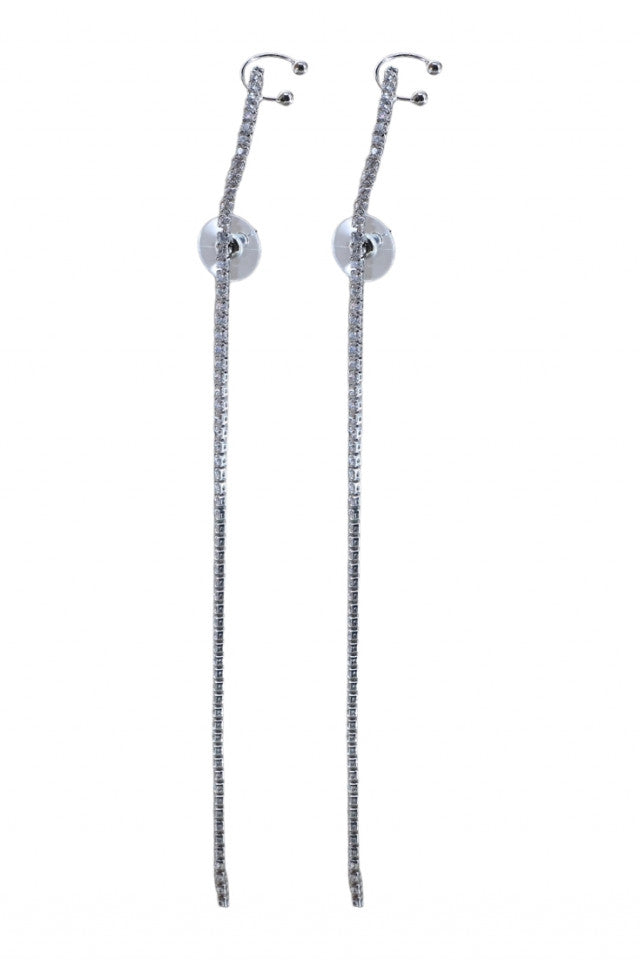 Cercel dama, Tip Ear Cuff, Zirconiu, Otel inoxidabil, NO1349, 15 cm, Argintiu