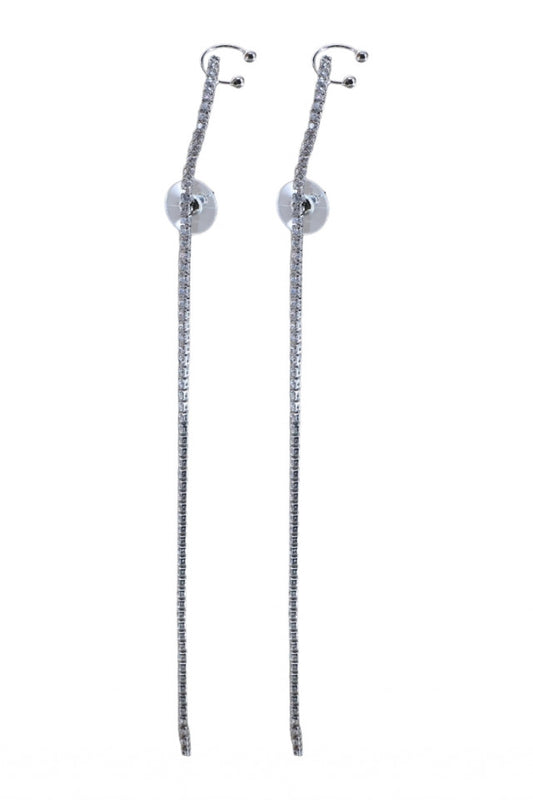 Cercel dama, Tip Ear Cuff, Zirconiu, Otel inoxidabil, NO1349, 15 cm, Argintiu