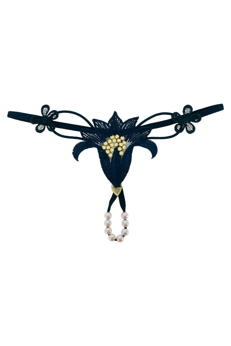 Chiloti tanga, Floare, margele, NO531, S-M, Verde