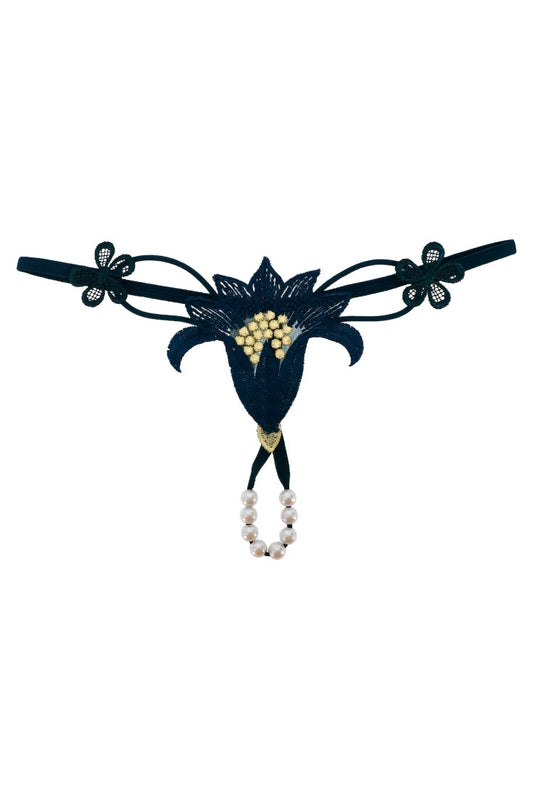 Chiloti tanga, Floare, margele, NO531, S-M, Verde