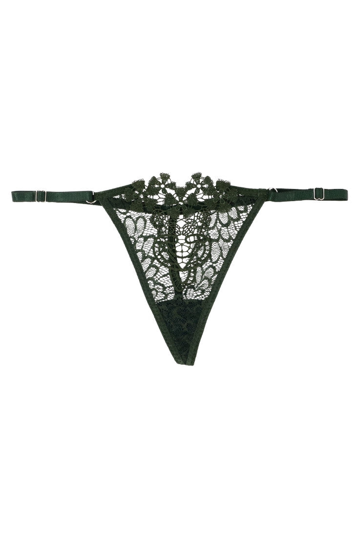 Chiloti tanga, Floricele, NO542, One Size INTL, Verde