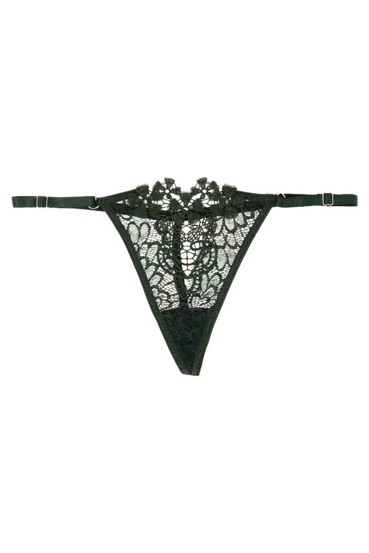 Chiloti tanga, Floricele, NO542, One Size INTL, Verde