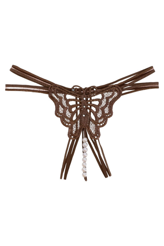 Chiloti tanga, Fluturas, margele, NO537, S-M, Maro