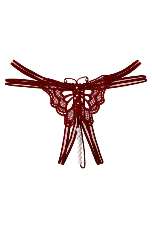 Chiloti tanga, Fluturas, margele, NO538, S-M, Visiniu