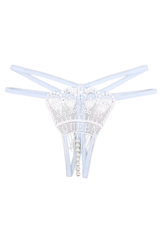 Chiloti tanga, Queen, margele, NO522, S-M, Alb