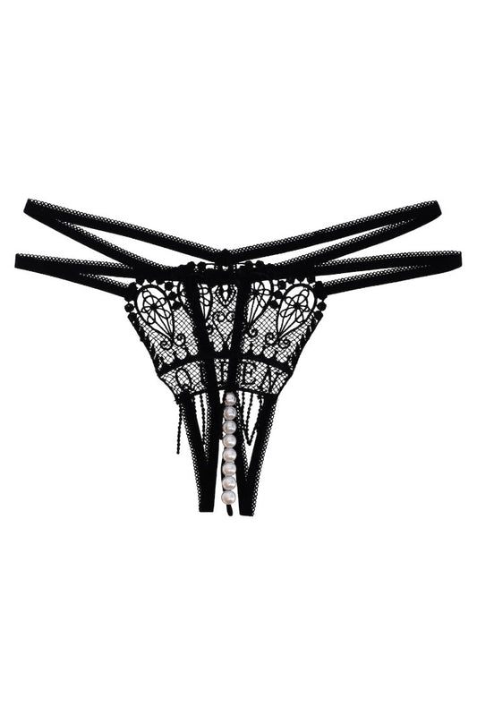 Chiloti tanga, Queen, margele, NO523, S-M, Negru