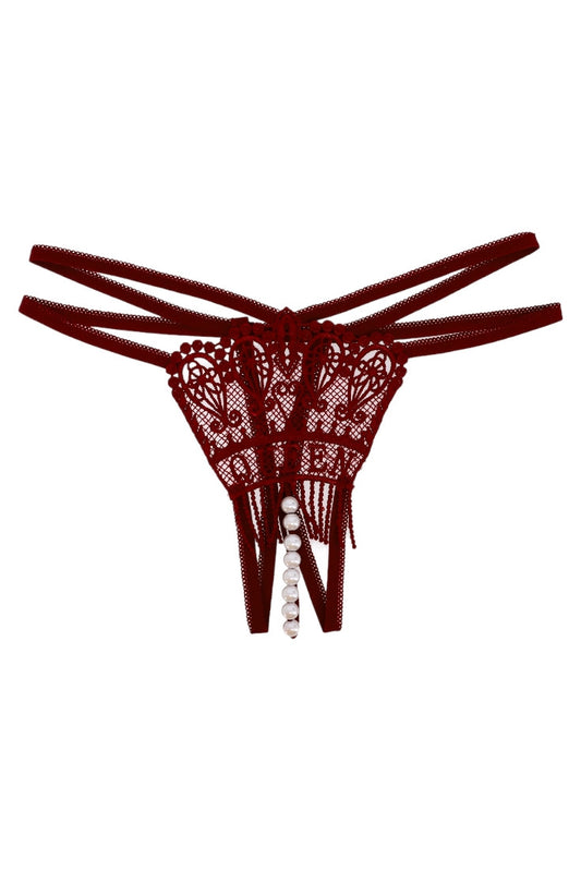 Chiloti tanga, Queen, margele, NO526, S-M, Visiniu