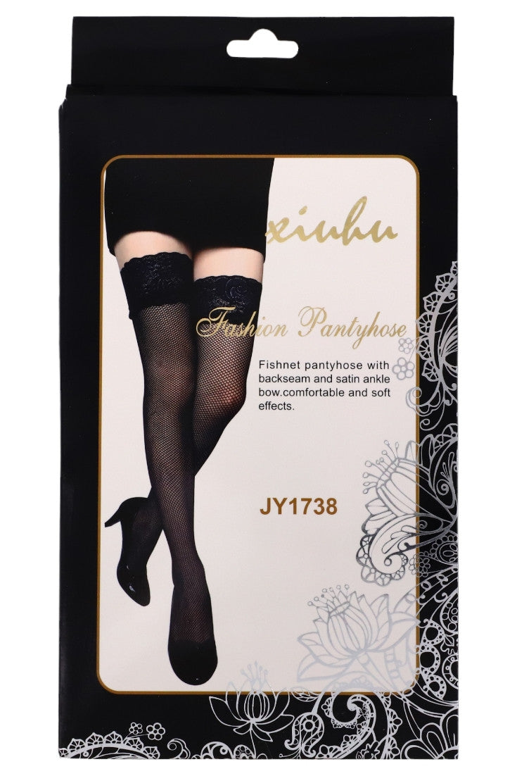 Ciorapi sexy din plasa, Pantyhose, Banda adeziva, JY1738, One Size INTL, Negru