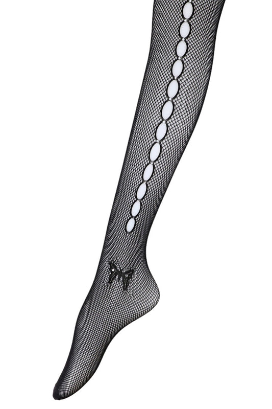 Ciorapi sexy din plasa, Pantyhose, Strasuri, A5111, One Size INTL, Negru