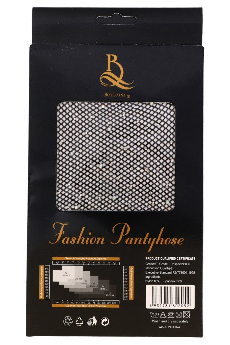 Ciorapi sexy din plasa, Pantyhose, Strasuri, NO2156, One Size INTL, Negru