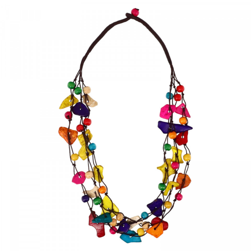 Colier din lemn, Handmade, NO5345, 29 cm, Multicolor