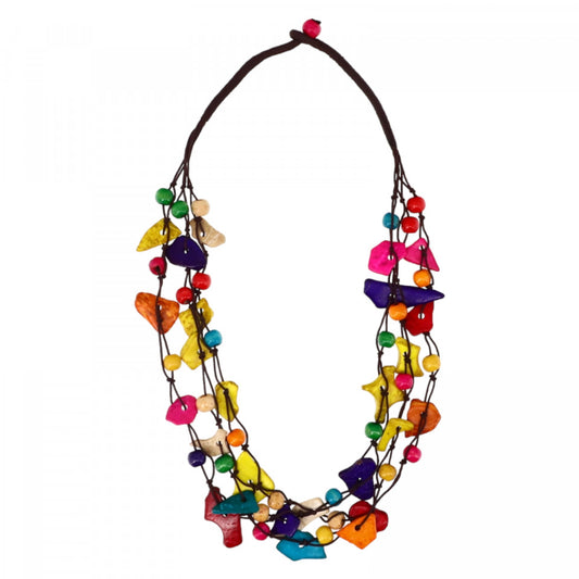 Colier din lemn, Handmade, NO5345, 29 cm, Multicolor