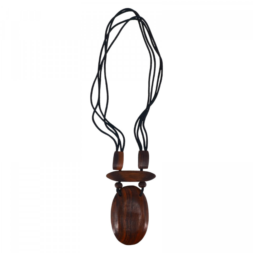 Colier din lemn, Mayas, NO44, 30 cm, Maro