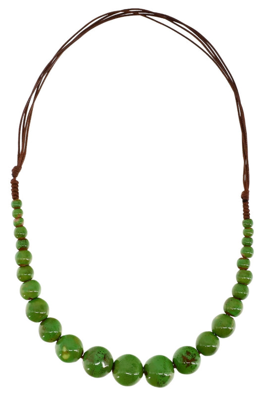 Colier din pietre, Rotund, NO002, 25 cm, Verde