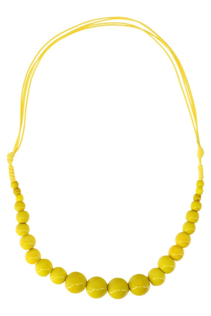 Colier din pietre, Rotund, NO003, 25 cm, Galben