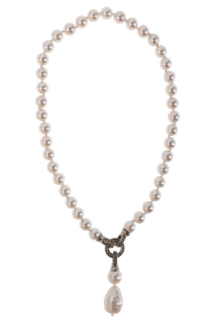 Colier, Imitatie perle, NO455, 46 cm, Alb