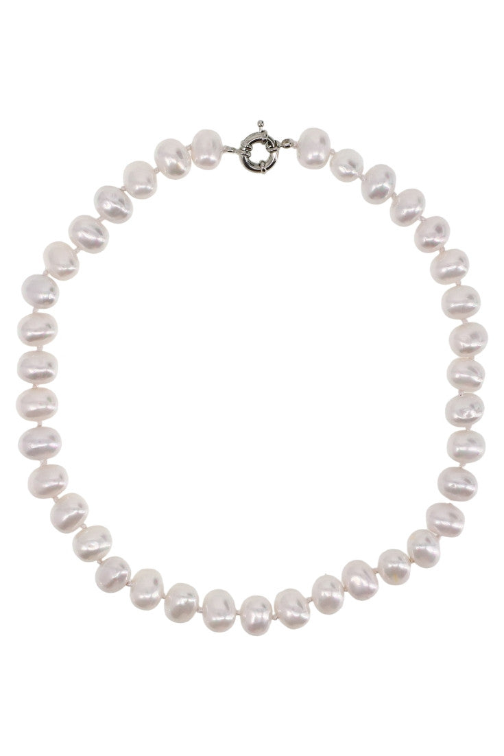 Colier, Imitatie perle, NO456, 46 cm, Alb