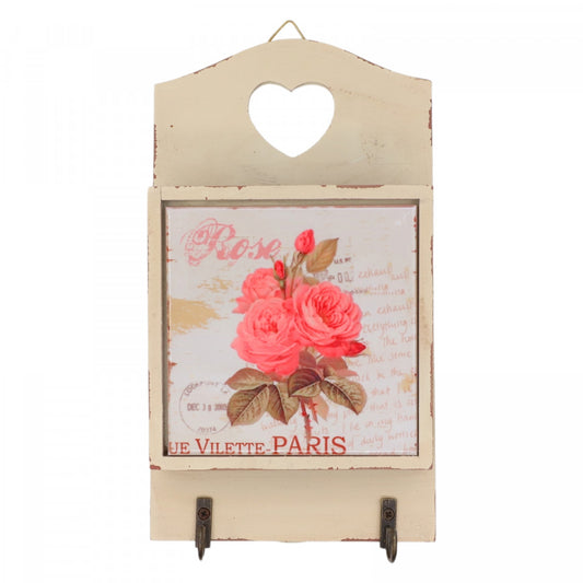 Cuier pentru chei, spatiu depozitare, din lemn, model Vintage, Trandafir, 13 x 23, Multicolor