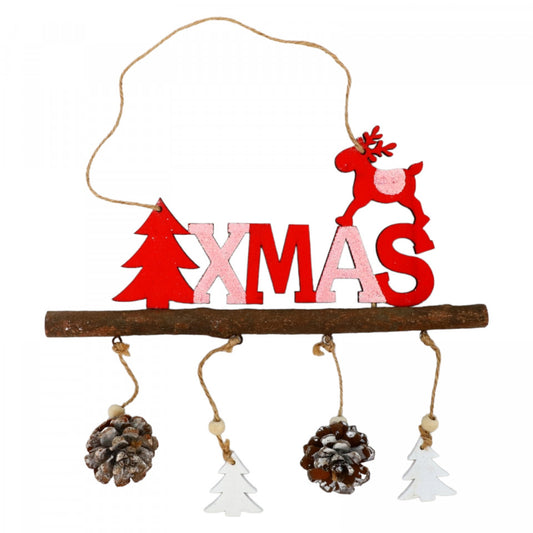 Decoratiune Craciun pentru usa, Xmas, Ren, NO433, 18 x 27 cm, Multicolor