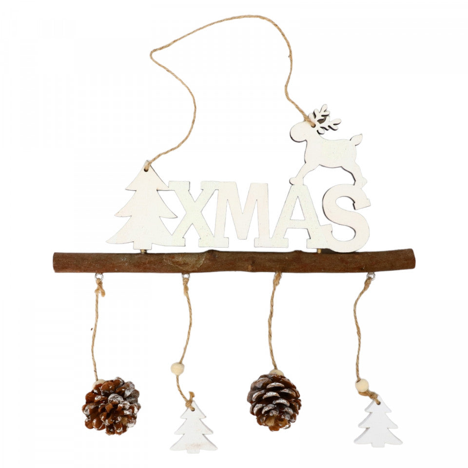 Decoratiune Craciun pentru usa, Xmas, Ren, NO435, 18 x 27 cm, Multicolor