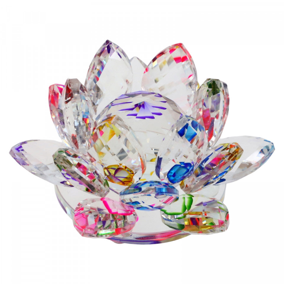 Decoratiune cristal Lotus, Nufar, Feng Shui, Armonie, Echilibru, 8 cm, Multicolor