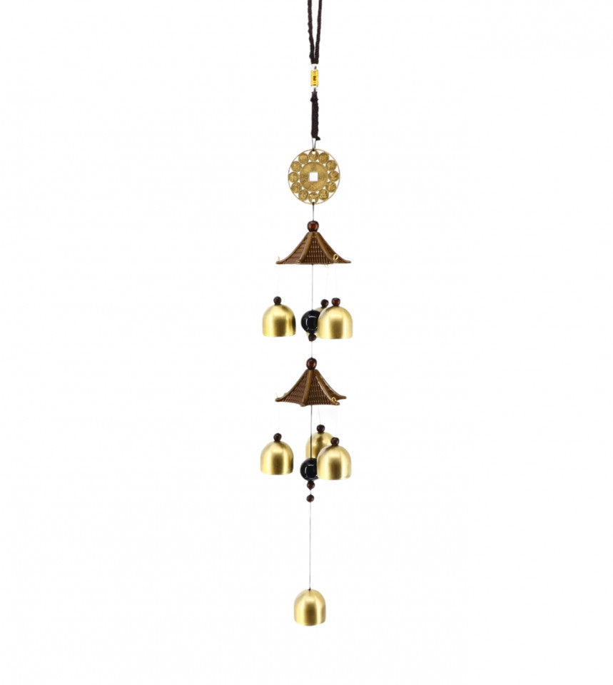 Decoratiune de agatat pentru vant, bunastare, FengShui, 45 cm, Maro