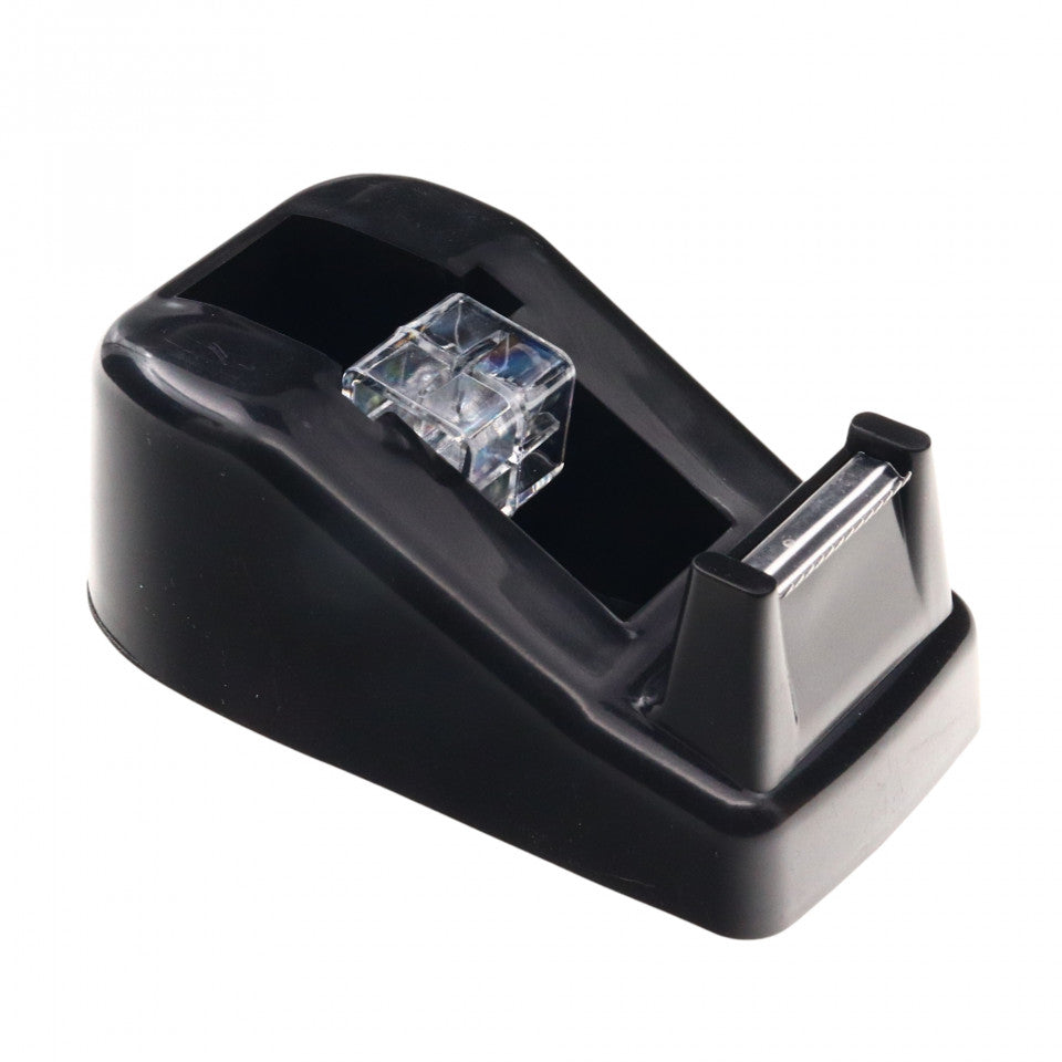 Dispenser banda adeziva/scotch, cu greutate de sustinere, pentru birou, 10.3 x 5.8 x 4.1 cm, Negru