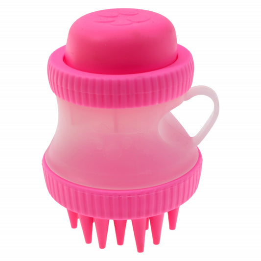 Dispozitiv 2 in 1 pentru spalat animale de companie, functie masaj si recipient pentru samponare, NO177, 100 ml, Roz
