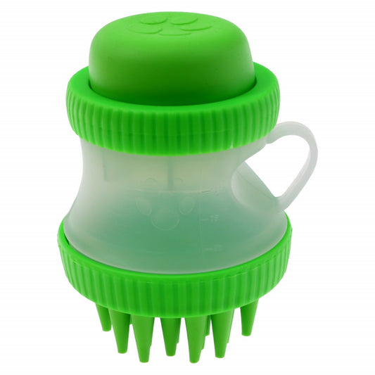 Dispozitiv 2 in 1 pentru spalat animale de companie, functie masaj si recipient pentru samponare, NO179, 100 ml, Verde