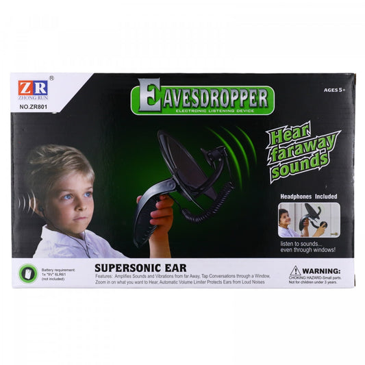 Dispozitiv de jucarie de spionat, dispozitiv supersonic de ascultare, amplifica sunetele, protejeaza urechile de sunete puternice, casti incluse, usor de utilizat, negru
