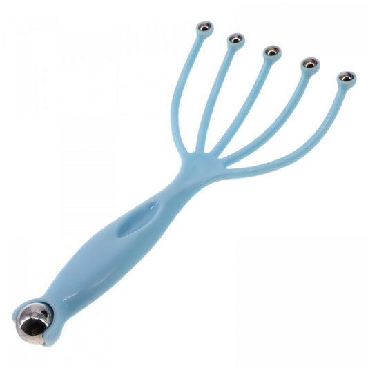 Dispozitiv pentru masaj capilar, Capete cu bile din inox, ABS, 18 x 8.7 cm, Bleu