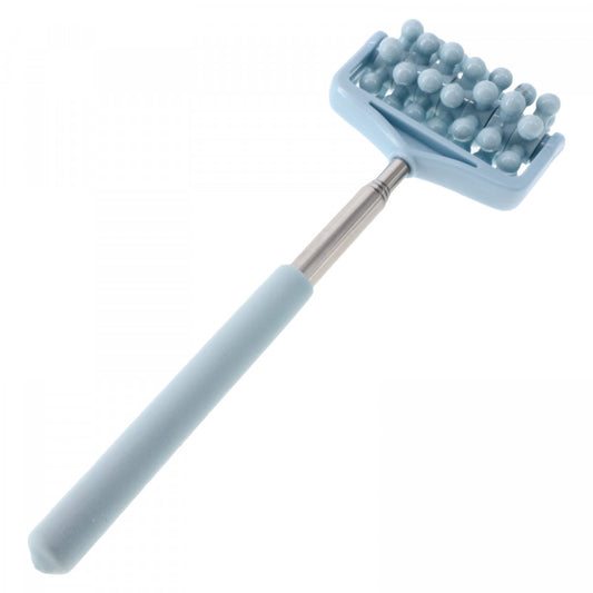 Dispozitiv pentru masaj cu role din silicon, Maner extensibil 59 cm, 21 x 7.5 cm, Bleu
