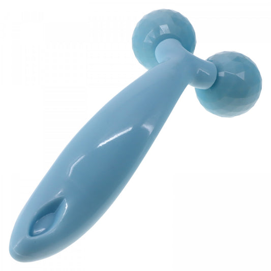 Dispozitiv pentru masaj facial si corporal cu 2 bile, ABS, 17 x 3.5 cm, Bleu
