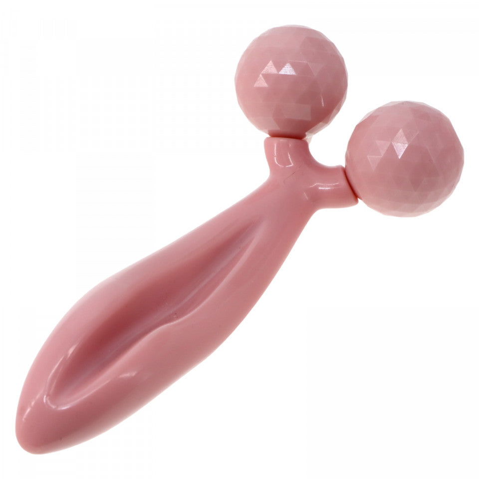 Dispozitiv pentru masaj facial si corporal cu 2 bile, ABS, 17 x 3.5 cm, Roz