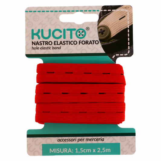 Elastic de croitorie perforat, NO4343, 1.5 cm, x 2.5 M, Rosu