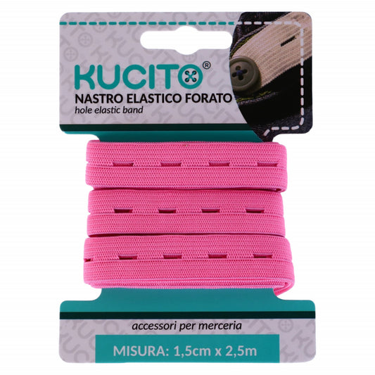 Elastic de croitorie perforat, NO4345, 1.5 cm, x 2.5 M, Roz