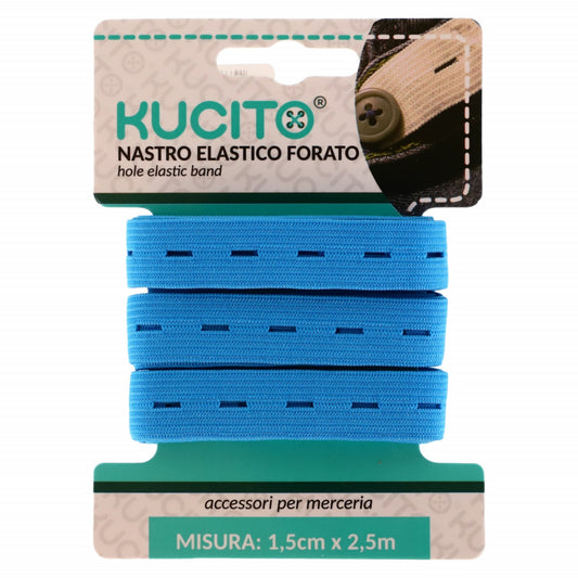 Elastic de croitorie perforat, NO4347, 1.5 cm, x 2.5 M, Albastru
