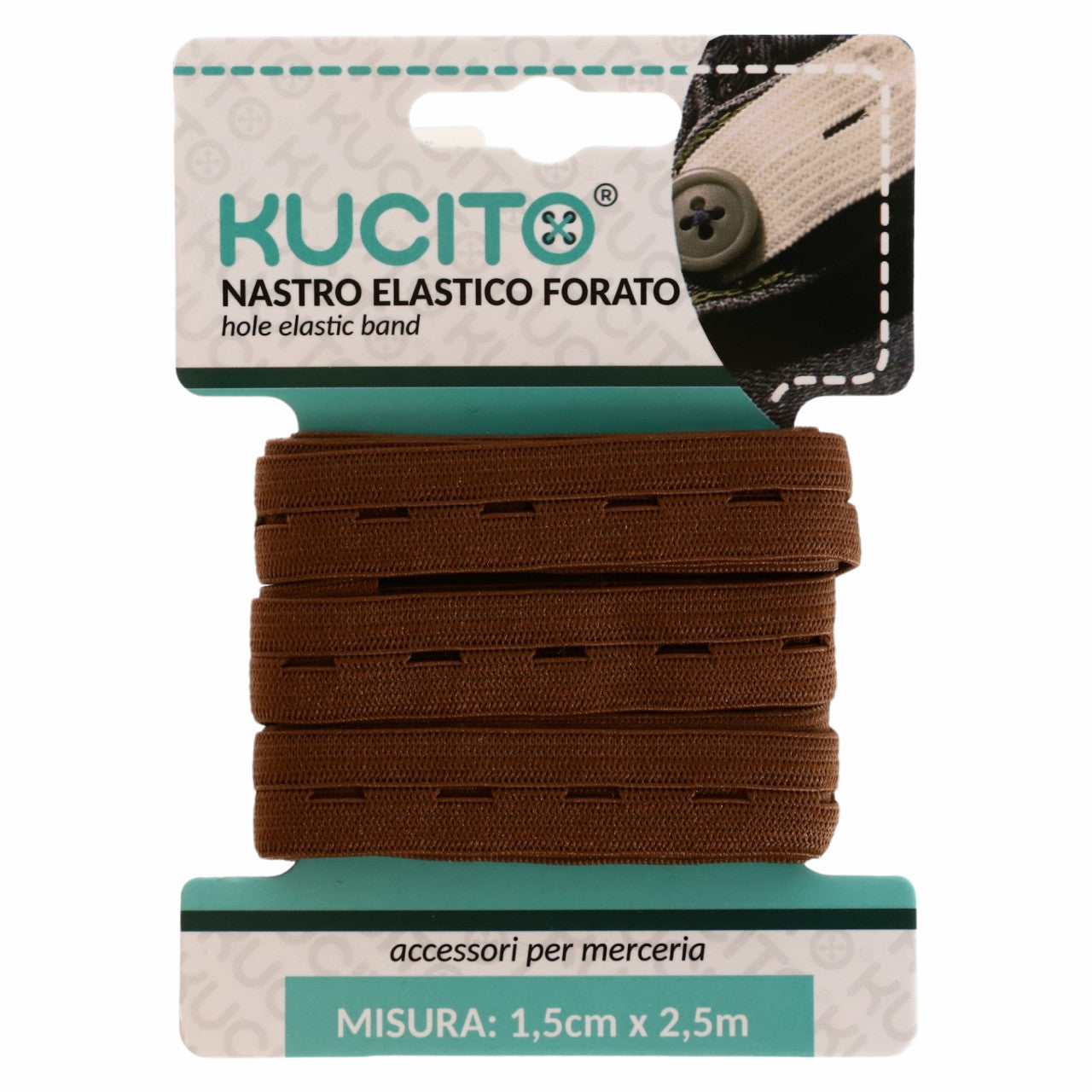 Elastic de croitorie perforat, NO4348, 1.5 cm, x 2.5 M, Maro