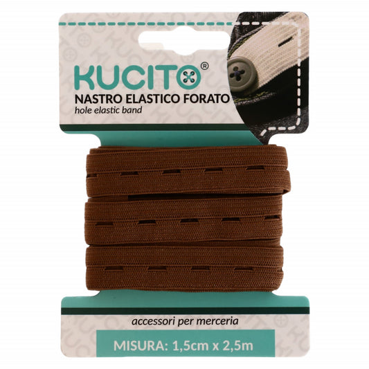 Elastic de croitorie perforat, NO4348, 1.5 cm, x 2.5 M, Maro