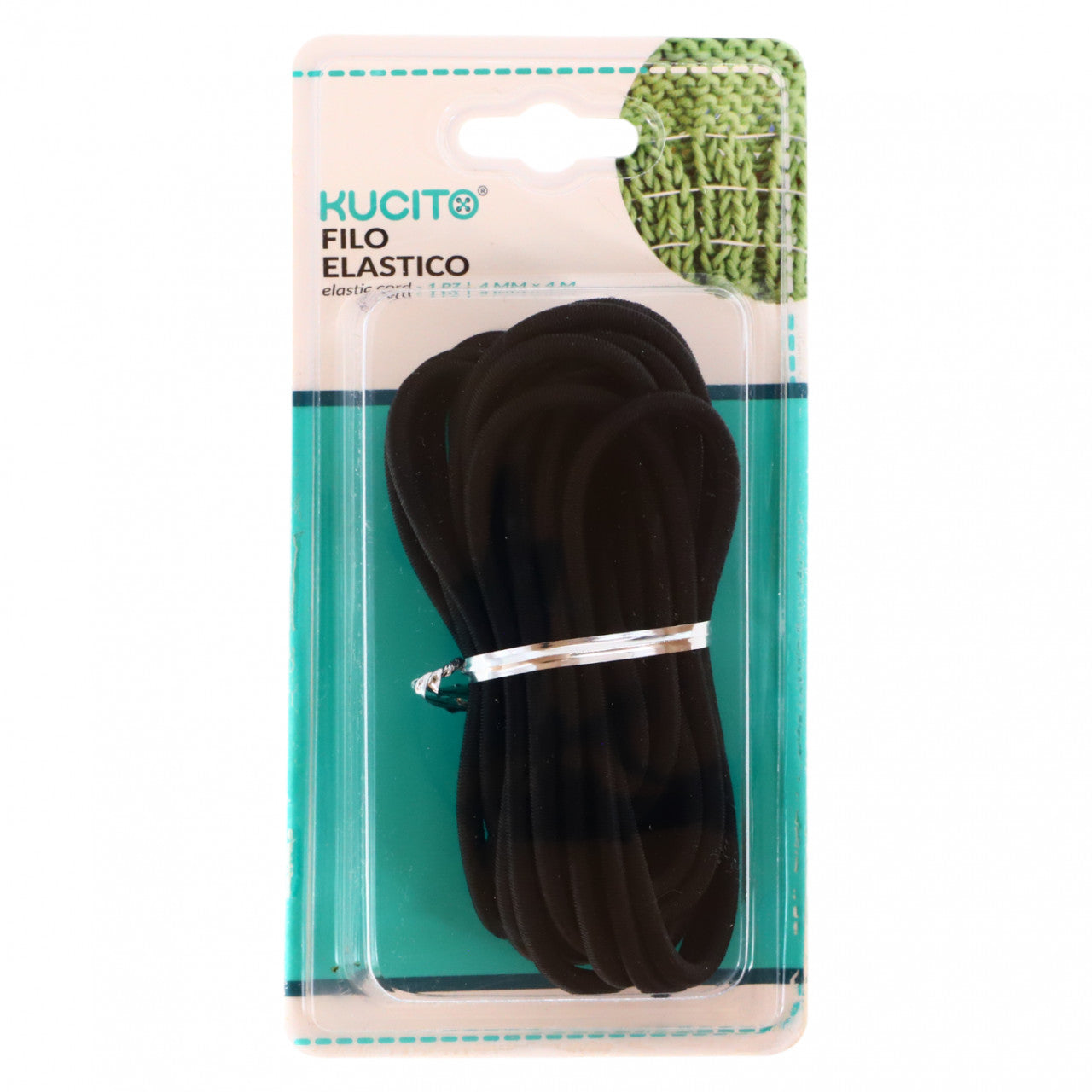 Elastic de croitorie, rotund, N1351, 4 mm x 4 m, Negru