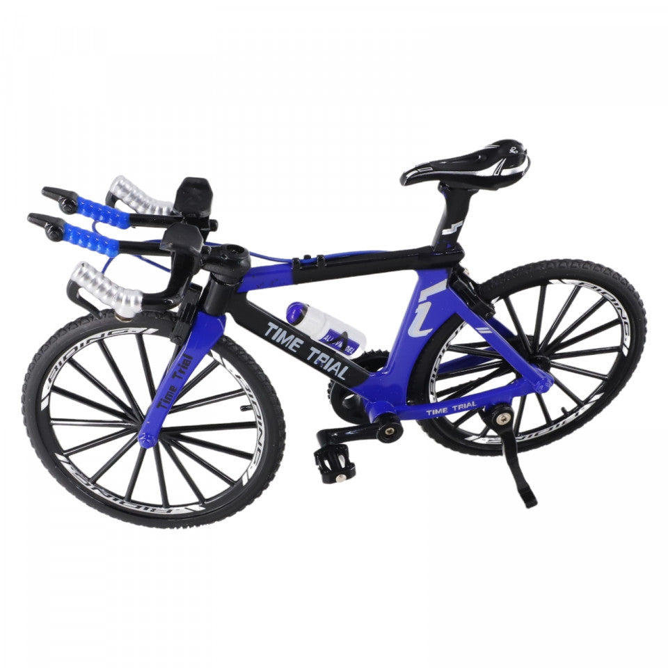 Figurina, Bicicleta metalica, Time trail, Cursiera, 1:8, 18 cm, Albastru