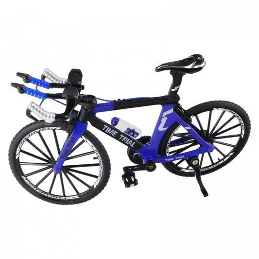 Figurina, Bicicleta metalica, Time trail, Cursiera, 1:8, 18 cm, Albastru