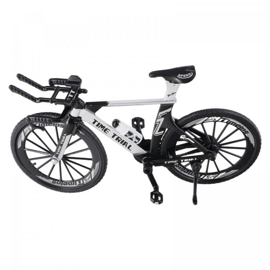 Figurina, Bicicleta metalica, Time trail, Cursiera , 1:8, 18 cm, Argintiu
