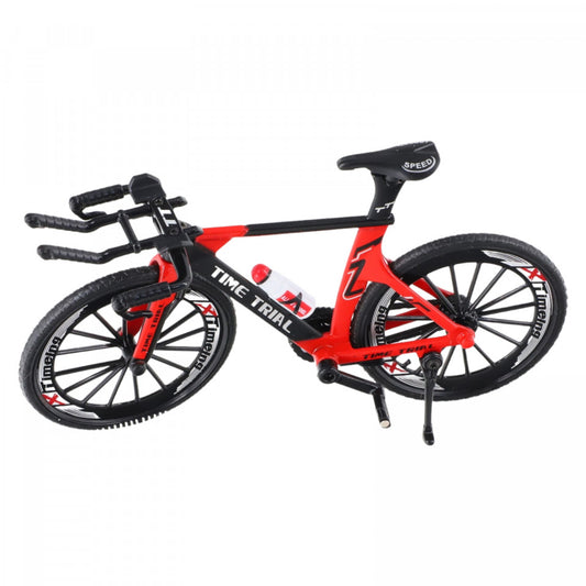 Figurina, Bicicleta metalica, Time trail, Cursiera, 1:8, 18 cm, Rosu