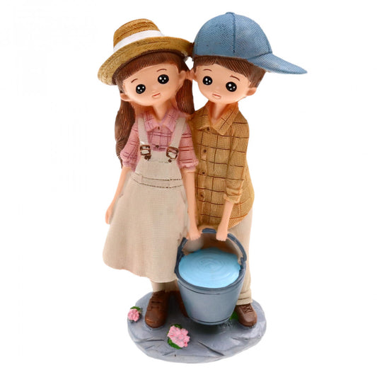Figurina, Ghita cu fetita la izvor, din ceramica, 19 cm, Multicolor