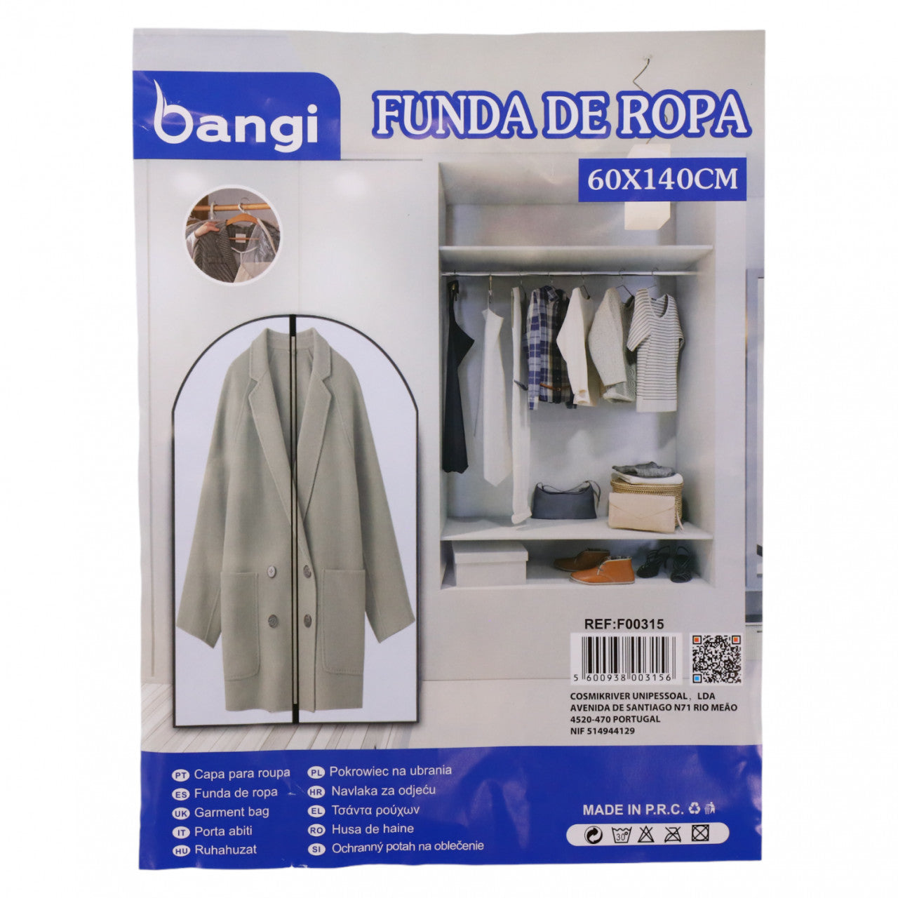Husa pentru protectie haine, NO3156, 60 x 140 cm, Negru