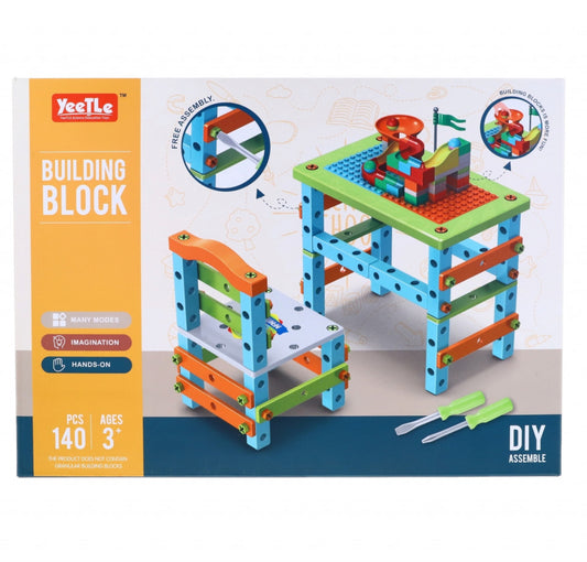 Joc educativ de contructie, DIY, Blocks, Construieste piesa de mobilier preferata, 3 ani, 140 piese