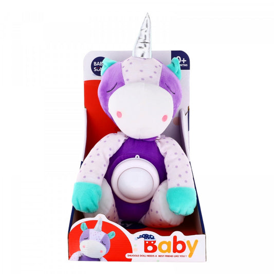 Jucarie de plus, Unicorn, pentru bebelusi, cu cantec de leagan, 30 cm, 0 luni, Multicolor