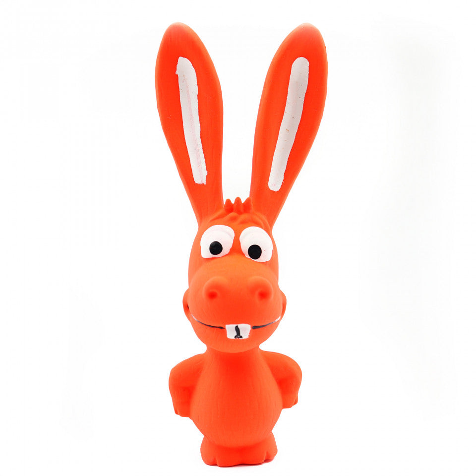 Jucarie pentru animale de companie, forma iepure, cu sunet, Portocaliu 17 cm